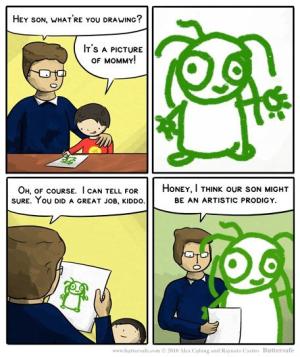 Drawing his mom