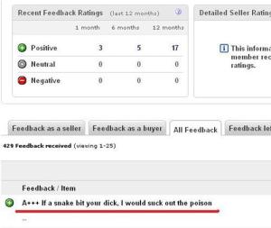 Positive Ebay feedback