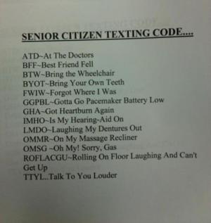 Senior Citizen Texting Code