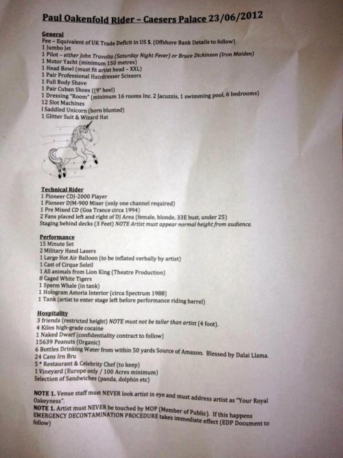 Paul Oakenfold's rider