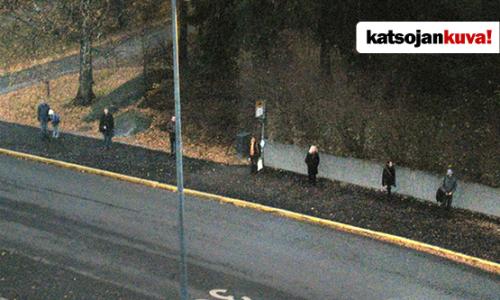 Finns waiting for a bus