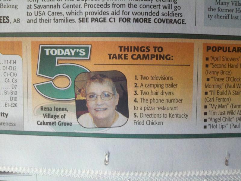Five things to take camping